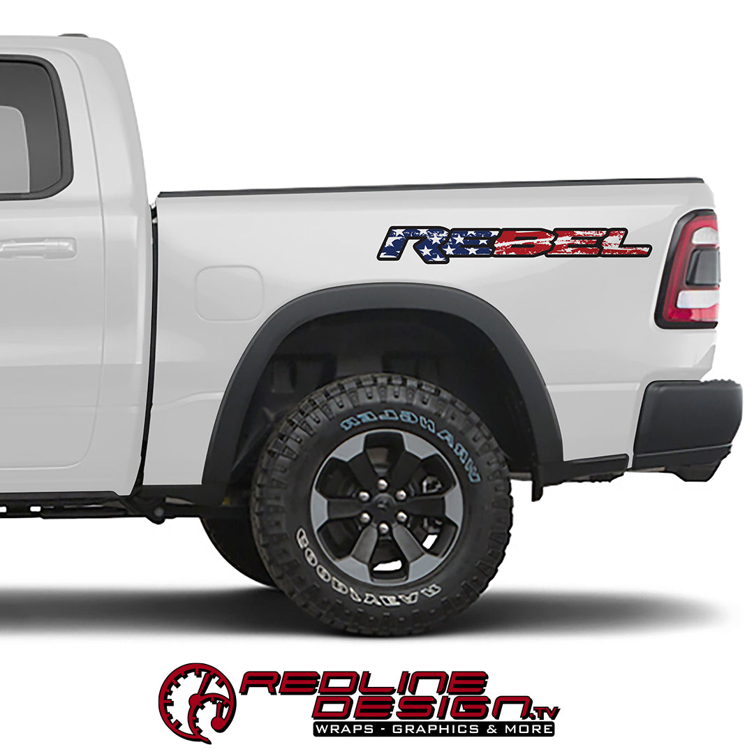 Rebel American Flag Truck Bed Decals – Redline Design.tv