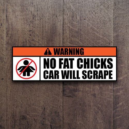 No Fat Chicks Car Will Scrape Slap Sticker Decal